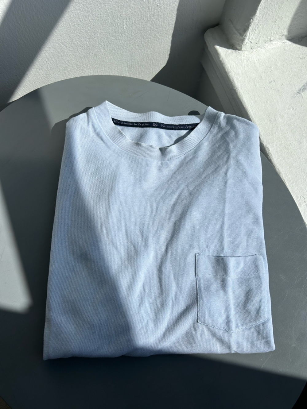 Ermenegildo Zegna Luxury Cotton Pocket Tee – Light Blue – Size L
